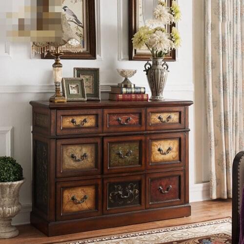 American Country Style New Drawer Cabinet Dining Side Cabinet Nine Drawer Cabinet Large Capacity Living Room Storage Cabinet