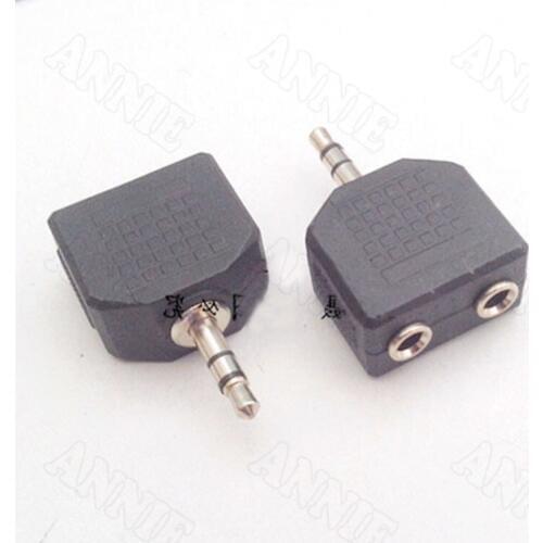10pcs/lot Audio Converter 3.5 TRS To 3.5 Double Female Socket Couple Dual Channel To 2 Hole Jack