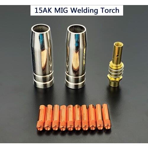 13Pcs Welding Torch Consumable Nozzle 15AK Argon Arc 0.6/0.8/1.0/1.2mm Nozzle holder Contact Tip For 15AK MIG Welding Torch