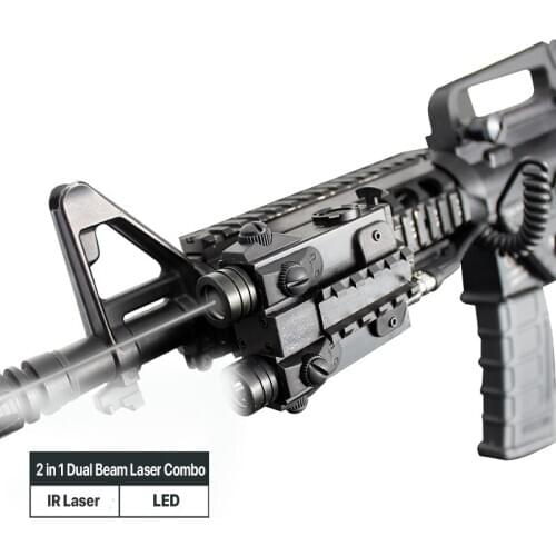 Millitary Standard Adjustable Dual Beam Infrared Laser and Tactical Flashlight Combo with Extra Build-in Picatinny Rail Mount
