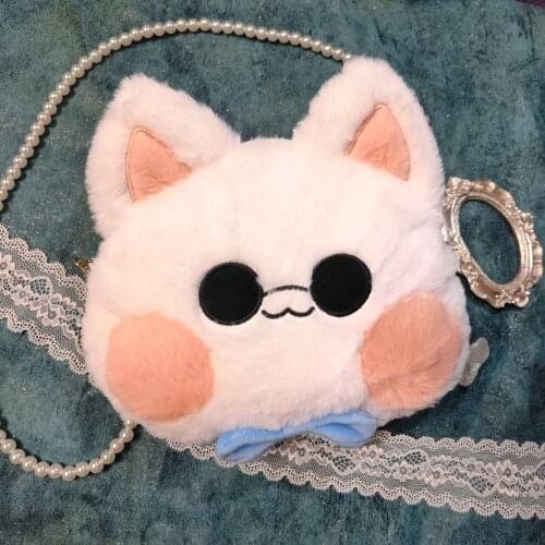 Anime Jujutsu Kaisen Gojo Satoru Cute Cat Head Plush Doll Shoulder Bag Messenger Bag Lovely Student Handbag Toy Cosplay Gift