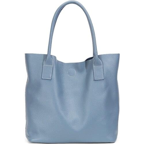 100% Real Genuine Leather Women Shoulder Bags Luxury Brand Big Cow Leather Handbags Large Cowhide Ladies Top Handle Tote Bags