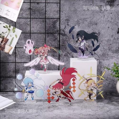 Anime Puella Magi Madoka Magica Figure Stand Model Akemi Homura Tomoe Mami Sakura Kyouko Cosplay Cartoon Tabletop Plate Toy