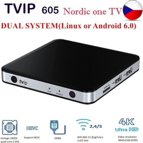 Original Tvip s605 TV Box Linux & Android IPTV Box H.265 3840x2160 Quad Core 2.4G 5G Dual WiFi TVIP605 Set Top Box Media BOX