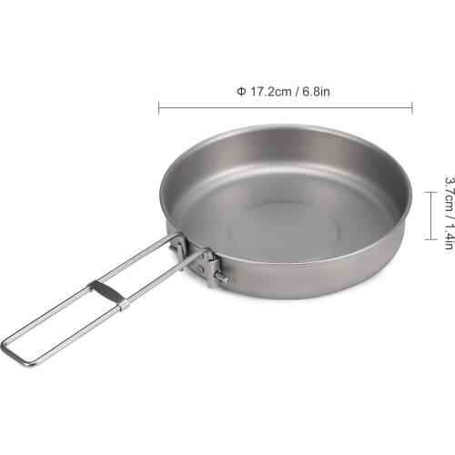 750ml Ultralight Titanium Frypan with Foldable Handle Outdoor Camping Hiking Picnic Cooking Frying Pan