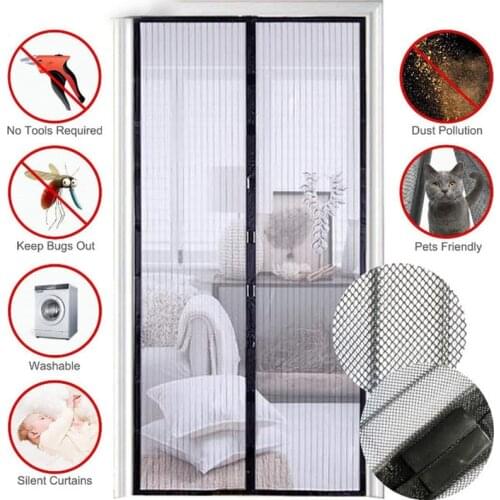 Reinforced Magnetic Screen Door Curtain Anti Mosquito Insect Fly Bug Curtains Automatic Closing Door Magnetic Mesh Insect Screen
