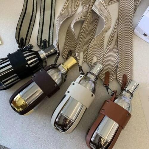 Stainless Steel Vacuum Mug Crown No. 1 Star Same Style Crossbody Leather Webbing Sleeve Portable Water Cup