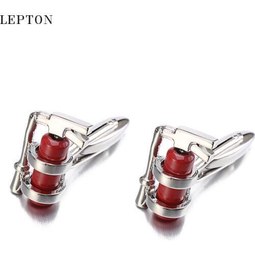High quality Red Enamel Fire Extinguisher Cufflinks For Men Lepton Brand Fashion Novelty Men French Shirt Cuffs Cuff links