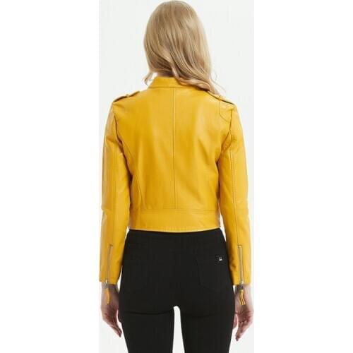 Womens Autumn Winter PU Faux Leather Jackets Coats Casual High Quality Soft Fashion Brand Motorcycle Biker Slim Outwear Female