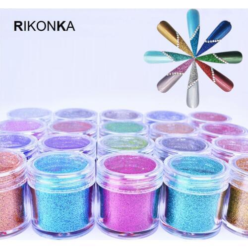 1 Box Holographic Glitter Pigment Powder Laser Nail Glitter Sugar Dust Glod Sliver Shiny Sequins Chrome Nail Art Decorations Set