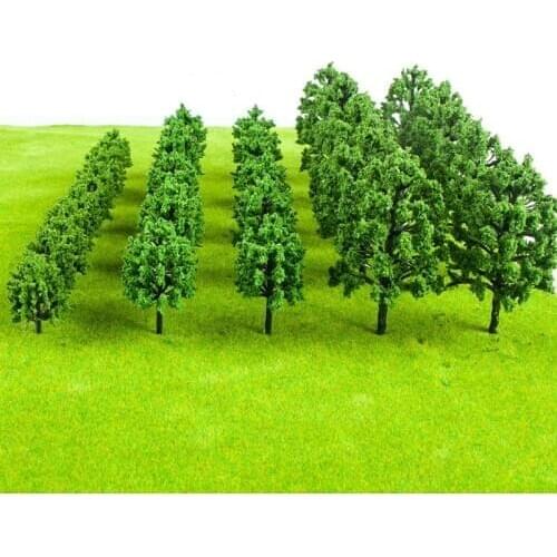10Pcs Poplar Plastic Trees Model Light Green Leaves Railroad Railway Scene Scenery Landscape for Architecture Park Street Layout