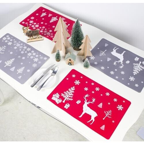 12pcs Christmas Eat mat and cup mat home kitchen table decoration Table Mats mats pads Placemat Kitchen Decor European style