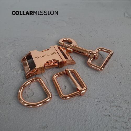 20sets/lot (metal buckle+adjust buckle+D ring+metal dog clasp/set) 25mm diy dog collar laser engraving name customize LOGO