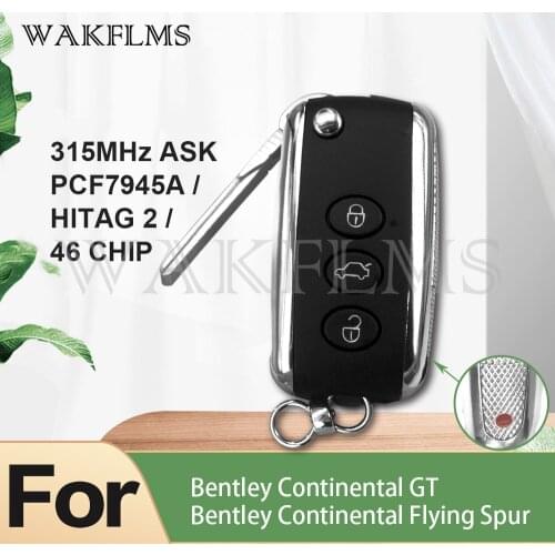 3+1 Buttons Panic 315MHz PCF7945A HITAG 2 46 CHIP Flip Smart Remote Car Key For Bentley Continental GT Continental Flying Spur