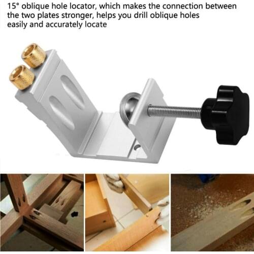 47pcs Oblique Hole Locator Woodworking Positioner Drill Bits Pocket Hole Jig Kit 15 Degree Angle Drill Guide Set Carpentry Tools