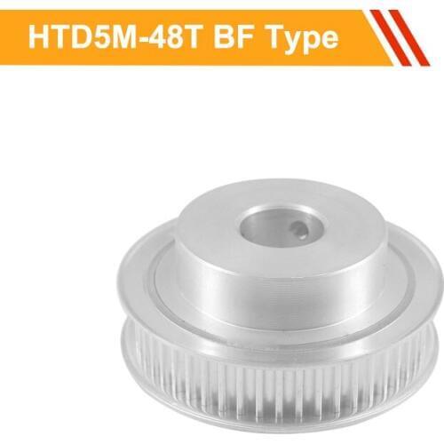 5M 48T Aluminium Pulley Wheel HTD5M Type Timing Pulley 16mm/21mm Belt Width 8/10/12/14/19/24mm Bore Gear Belt Pulley