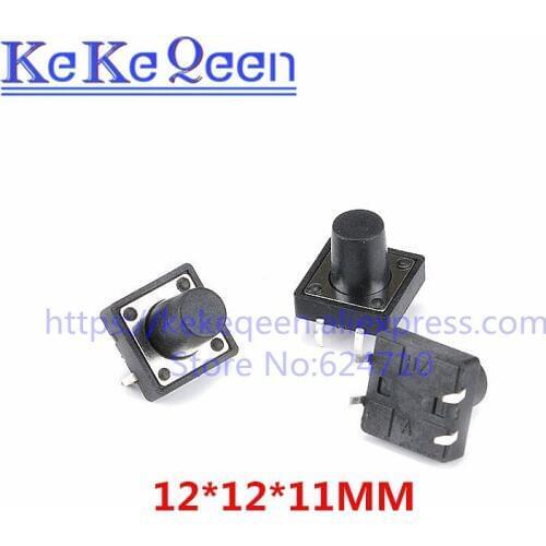 50Pcs/Lot 12x12x11 12x12x11MM Touch Button Micro Switch Direct Plug-in Self-reset 12*12*11mm keys button DIP 4PIN 12*12*11