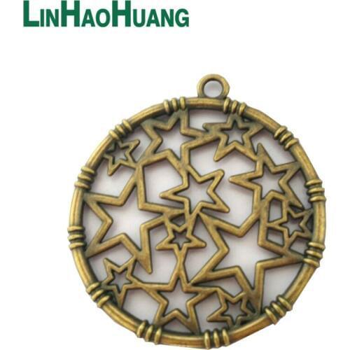 50Pcs/Lot antique brass metal zinc alloy plate badges Men / Women Badges Pin On Brooches Free Shipping Badges-33MM1