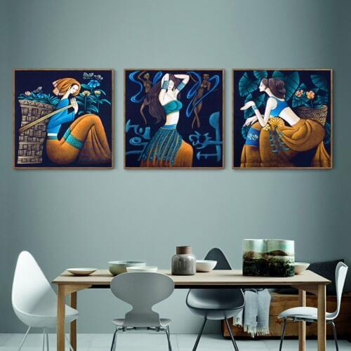 Watercolor Vintage Home Decoration Print Posters Modern Wall Art Girls Portrait Canvas Painting for Kids Nursery Decor Pictures