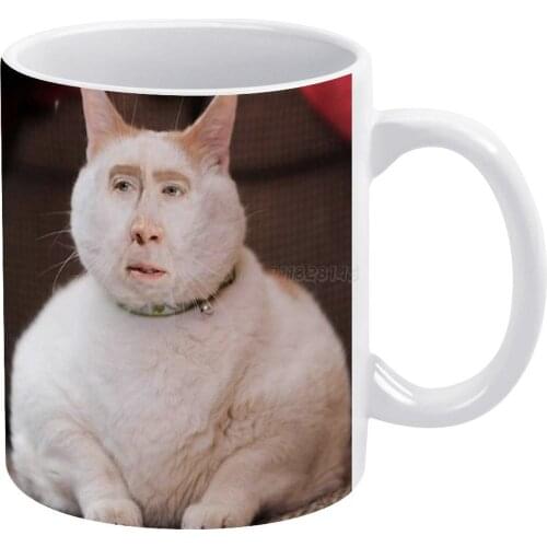 Nicolas Cage Cat White Mug Coffee Mugs Girl Gift Tea Milk Cup Mugs Funny Nicolas Cage Nicolascage Cat Cats Nicolascagecats Cool