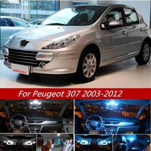 7Pcs White Canbus LED Light Car Interior Lights Kit For Peugeot 307 2003-2012 Map Dome Trunk License Plate Light Reading Lamps