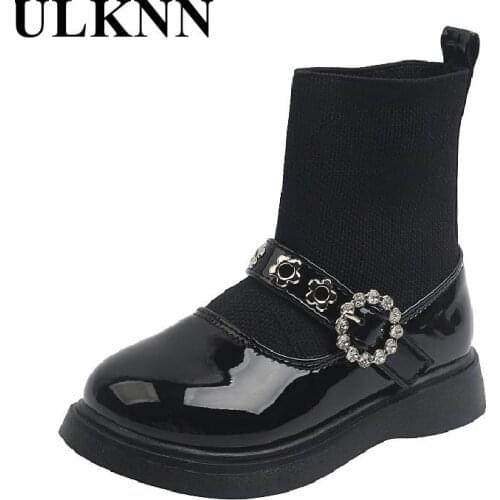 Girl Boots Children Rhinestone Princess Shoes Kids Stockings Boots Fashion Wholesale Students Belt Buckle Rubber Leather Sheos