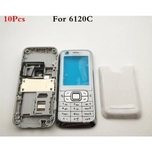 10Pcs/lot New Full Complete Mobile Phone Housing Cover Case+English Keypad For Nokia 6120 6120c