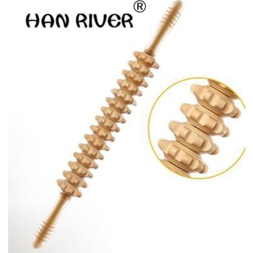 Meridian great thick round wheels Whole body massage roller pounded his waist back massage neck leg wooden massager