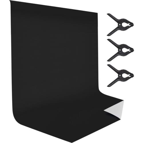 Andoer 9.8 * 6.6ft Bi-Color Photography Backdrop Background Screen Washable Polyester-Cotton with 3pcs Clamps for Photo Studio