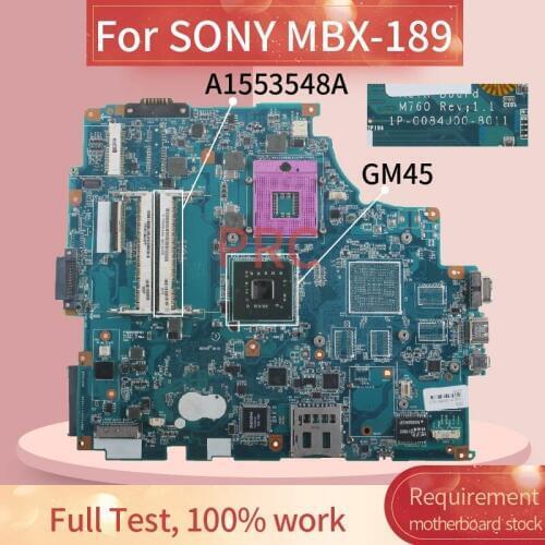 A1553548A For SONY MBX-189 Laptop motherboard 1P-0084J00-8011 GM45 ddr2 Notebook Mainboard