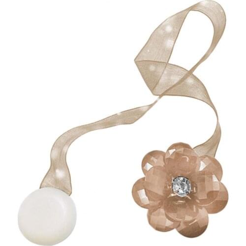 Fashion Floral Magnetic Tiebacks Curtain Ribbons Strap Clip Tassels for Window Home Office Curtain Holder Rings Buckle