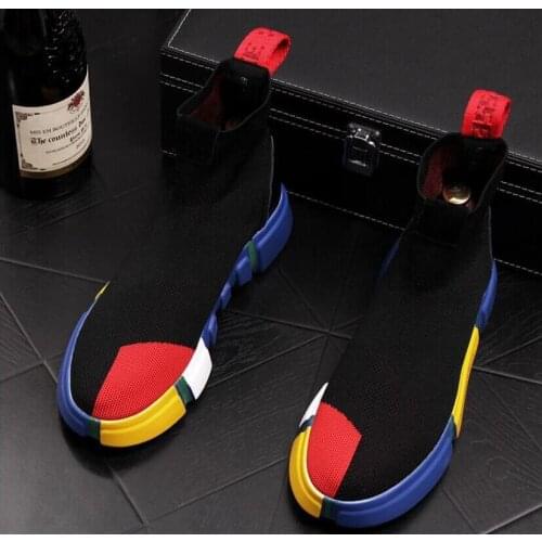 2020 Designer Socks shoes fashion men high tops sneakers speed trainer black glitter mens trainers casual shoe Runner heavy sole