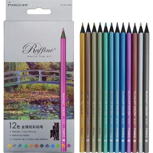 12 boxed Marco drawing pencils set metal colored lapis lazuli professional school stationery drawing office with colored pencils