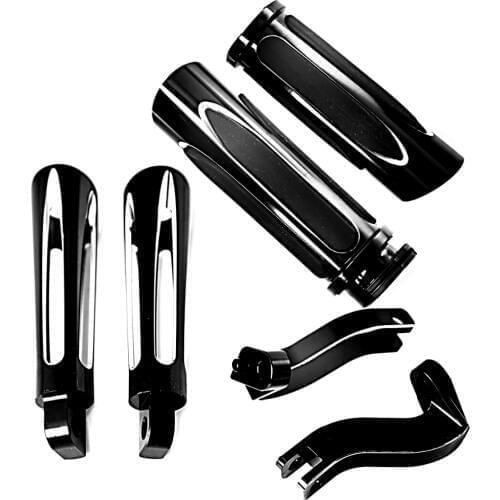 Shallow Cut Footpegs&Passenger Mounting&Hand Grips For Harley Touring Street Glide Road King 1993-2018 Cable Model