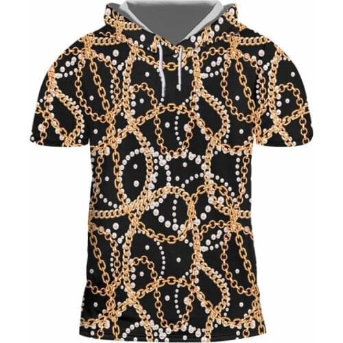 OGKB New 3d Golden Pearl Chain Print Hoody T-shirt Casual Cool Streetwear Baroque Trenty Cool For Men/girl Sleeveless Hoody Vest