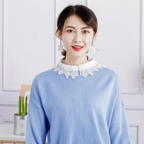 New hollow flower decorative collar base fake collar porcelain Collier Ladies Eyelash Lace Fairy Wild Lace Shirt Lapel Pearls