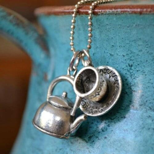 Retro Fashion 2000s Aesthetics Teapot Beads Chain Charm Necklace Mothers Day Gift Bridesmaid Gift Stainless Steel Jewelry