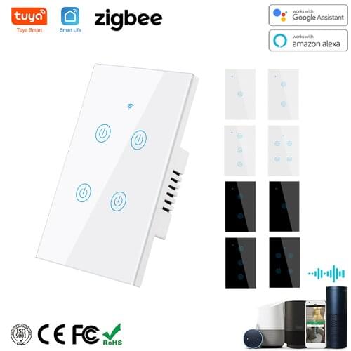 Tuya Zigbee Switch Touch Panel for Smart Home APP Remote Control US AU Standard Work with Alexa Google Home 1 2 3 Gang