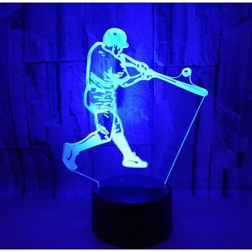 Gift Small Table Lamp Wholesale Baseball 3d Led Colorful Night Lamp Acrylic Small Table Decoration Kid Bed Desk Lamps