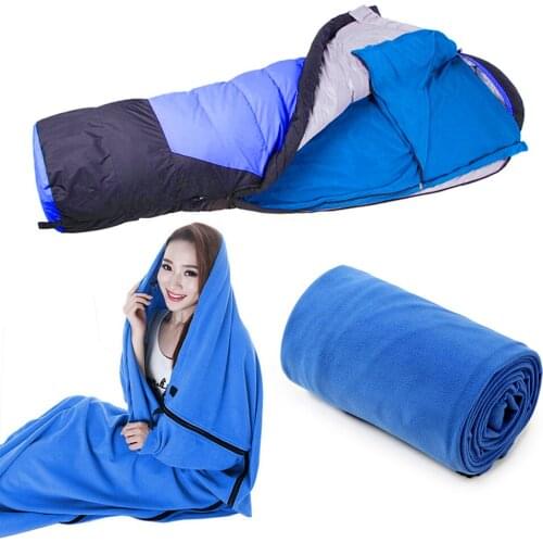 Portable Sleeping Bag Liner Fleece Blanket Adult Lightweight Outdoor Hiking Camping Tent Mattress Mountain Climbing Warm Quilt
