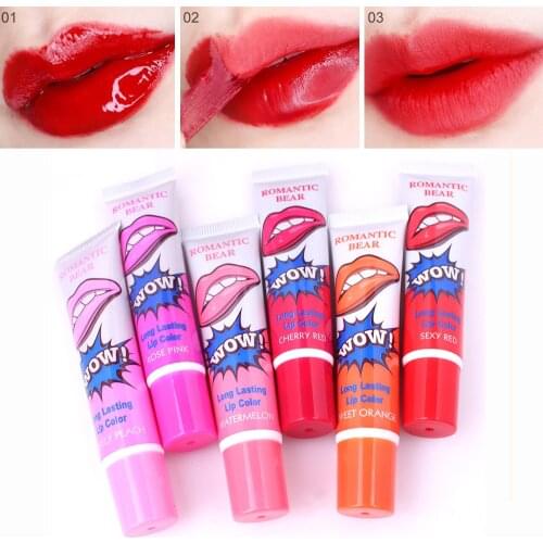 Romantic Bear 6 Colors Peel Off Lipstick Magic Matte Sexy Red Make up Long-lasting Lip Gloss Beauty Wow Liquid Lip Stick