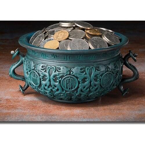 Asia High grade Luxury decorative art HOME SHOP JU BAO PEN brass Sculpture statue bring wealth money Business GOOD LUCK