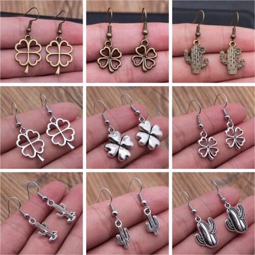 2 Pairs stub earring Cactus And Clover vintage earrings earrings for men earrings vintage earrings long