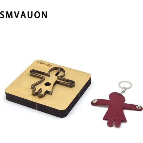 SMVAUON Leather Knife Cutting Die Like Human Key Ring DIY Key Case Pendant Cutter Mold Knife Mould Leather Craft Hand Punch Tool