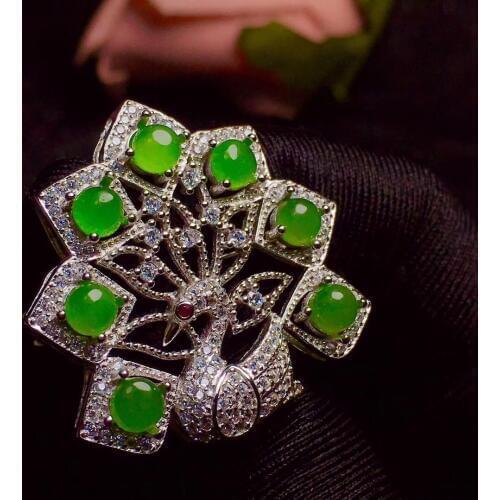 Natural And Real Jasper brooch Free shipping Natural real Jasper 925 sterling silver brooch 4*4mm 7pcs gemstone