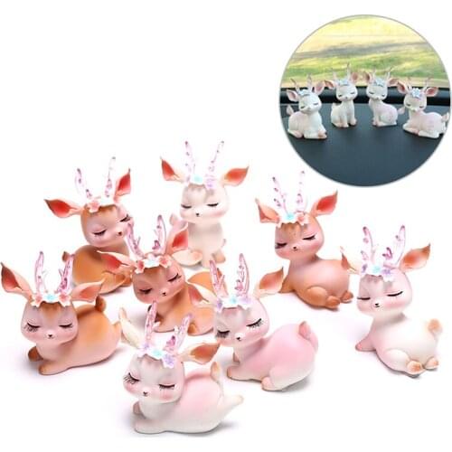Super Cute Mini Sika Deer Figurines Resin Craft Miniature Fairy Garden Decor Cake Ornament Home Decoration