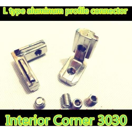 10pcs 3030 T Slot L Shape Type Aluminum Profile Accessories Interior Corner Connector Joint Bracket for 30 profile(with screws)