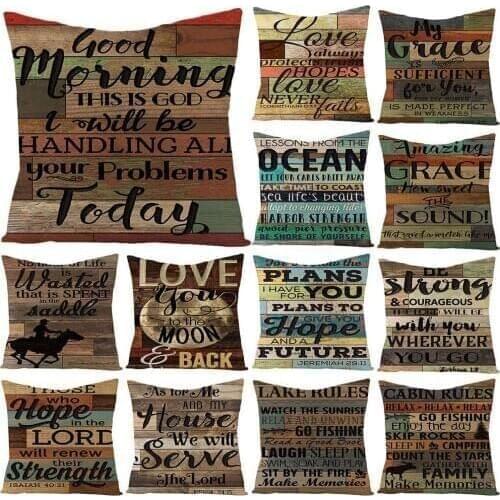 Vintage Letters Print Soft Throw Pillow Cover Case Home Car Sofa Bed Decoration European retro nostalgic letters cotton linen