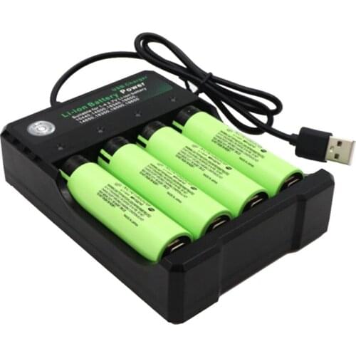 18650 Charger 4 Slots Li-ion Battery 4.2V EU Plug Wired Indicator 110V 220V Dual For Charging 3.7V Rechargeable Lithium Battery