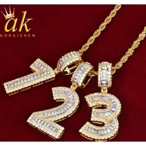Baguette Letters Necklace for Women Gold Color Bling Zirconia Hip Hop Rock Street Jewelry